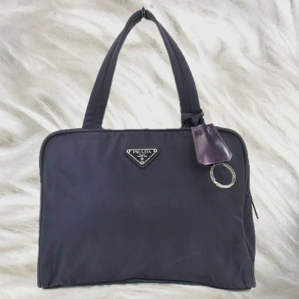 Rare Dark Purple Prada Nylon Hand Bag Square Purse/ Handbag